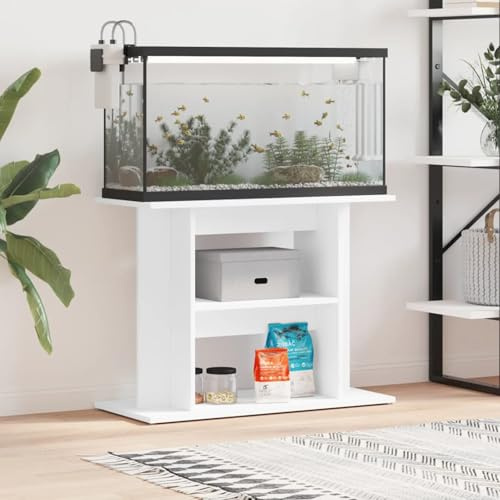 Rantry Aquariumständer Aquarien Schrank Aquarium Unterschrank mit viel Stauraum, Aquarium Tisch mit Stabiler Oberplatte, für Sicheren Stand Weiß 80x35x60 cm Holzwerkstoff