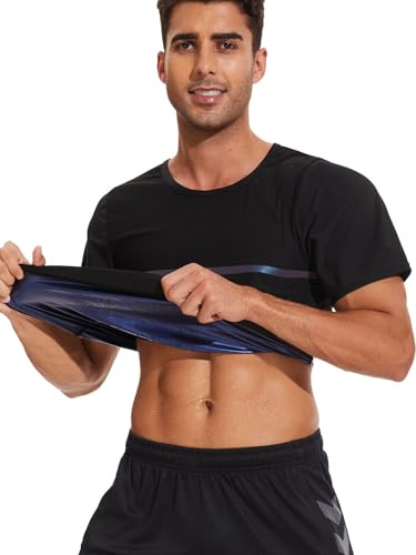 SEXYWG Sauna Shirt for Men Short Sleeve Sauna Trapping Sweat Workout T-Shirt