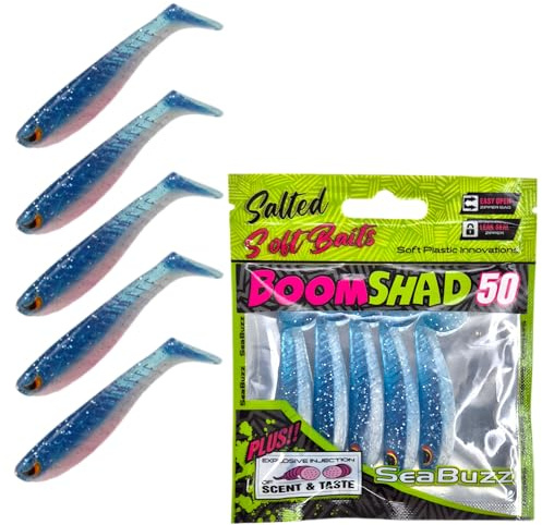 SEABUZZ Gummifische Angelköder Set 5 STK x 50mm - Gummiköder für Hecht | Wels Zander - Forelle & Barsch Kunstköder - Raubfisch Angelnset - Süß- Salzwasser Angelausrüstung
