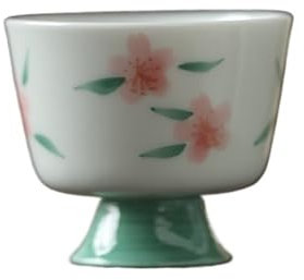 XGTEAHHC 2pc/Set Hand-Painted Blossom Teacup Asmll High Foot Tea Cup Chinese Fresh Smelling Master Cup Ceramic Kung Fu Teaset 40ml
