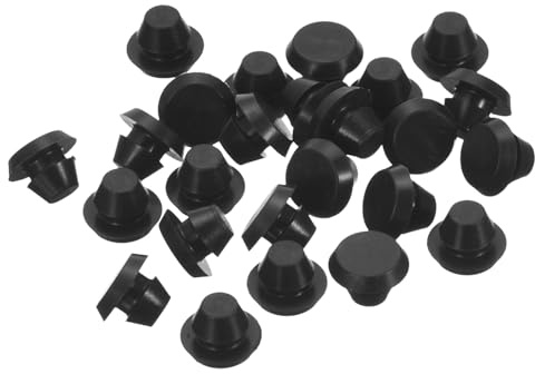 TOP-VIGOR 25Pcs Silicone Snap in Locking Hole Plugs, Rubber Panel Seal Cover Flush Type Panel Round for 5-5.5mm Hole, Hole Stoppers for Kitchen Rubber Bulkheads Waterproof Sealing Plugs, Black