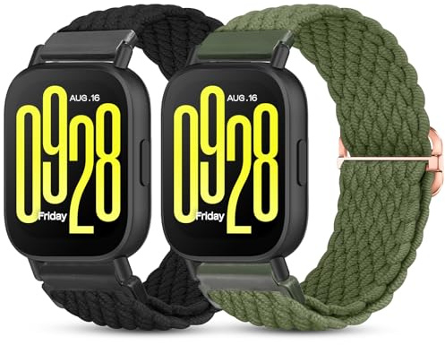 BDIG 2 Pezzi Cinturini Compatible con Cinturino Xiaomi Redmi Watch 5 active/5 Lite per Donne Uomini,22mm Cinturino Intrecciato Elastico Sportivo Regolabile per Xiaomi Redmi Watch 5 active/5 Lite