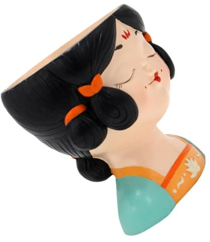 Yardwe Blumenpot Im Cartoon-mädchen-Design Einzigartiger Resin-pflanzer Für Sukkulenten Und Pflanzen Dekorative Garten Tischdeko Für Innenräume Und