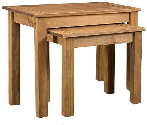 Xichuzi Satztische 2 STK. Massivholz Panama-Kiefer, Coffee Table, Beistelltisch Set, Couchtisch, Satztische Fürs Wohnzimmer, Wohnzimmer Tisch, Kleine Tische Wohnzimmer