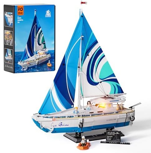 FUNWHOLE Segelboot La Brisa mit LED-Beleuchtung - 1640 Teile 1:24 Maßstab Modell eines Langstrecken-Segelbootes für Erwachsene, ideal als Wohnaccessoire und Sammlerstück für Bootsliebhaber