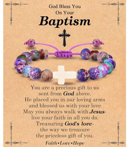 TEVOP Christening Gifts for Girls, Cross Bracelet Gifts for Girls, Baptism Gift for Daughter Sister Granddaughter Niece