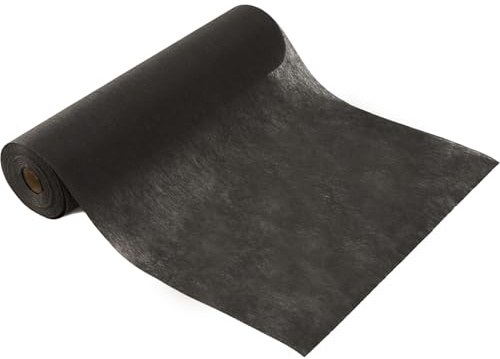 Vlies Tischläufer Schwarz (30 cm x 25 m) – dekoratives Einweg Tischband Modernes Tischband für Geburtstage, Hochzeiten, Weihnachten, Bunte Partydeko