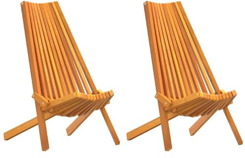 vidaXL Chaise 2 pcs Marron 69 x 56 x 84 cm Bois d'Acacia Massif, Chaise Pliable Rustique, mobilier Beige pour Le Jardin et la terrasse, Parfait pour se détendre en extérieur