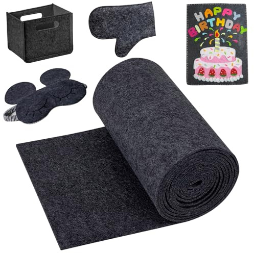 Filzrolle Filzstoff, 30cm x 300cm x 3mm Polyester Filzunterlage, Bastelfilz für DIY Aufbewahrungstasche Patchwork Nähen Basteln Handwerken, Filzmatte zum Zuschneiden Dekoration (Schwarz)