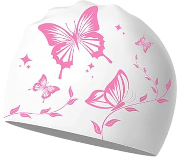 Culinavog Cuffia Nuoto, 1 Pezzi Cuffia Silicone Piscina Donna, Cuffie da Bagno in Silicone Antiscivolo per Adulti, Swimming Cap, Cuffie da Bagno Impermeabile per Donna, Bambina, Adulti (Bianco)