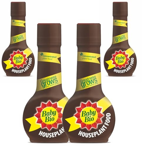 Baby Bio Houseplant Food 175ml, Pack of 4 – Liquid Fertiliser for Indoor Plants & Flowers, Easy-Use Feed for Healthy Growth and Vibrant Greenery