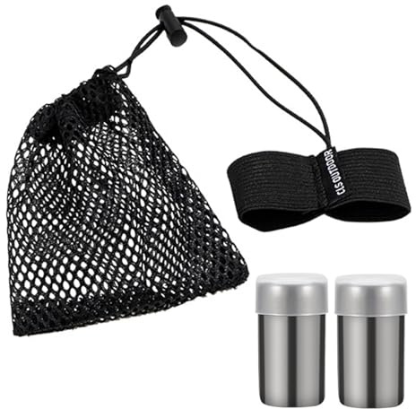 2pcs Small Camping Salt Shaker, Camping Salt and Pepper Set, Small BBQ Seasoning Dispenser, Travel Salts and Pepper Sets, Salts Container with Lid, Stainless BBQ Seasoning Shaker with Storage Pocket