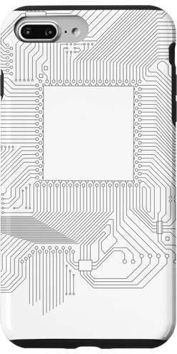 Carte mère circuit micropuce fond blanc informatique Coque pour iPhone 7 Plus/8 Plus