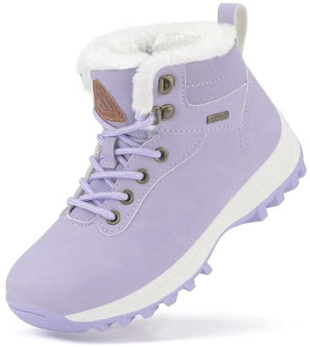 Mishansha Winterschuhe Mädchen Winterstiefel Jungen Kinderschuhe Schneestiefel Kinder Winterboots Wanderstiefel Outdoor Rutschfest Kinderstiefel Violett,Gr.33