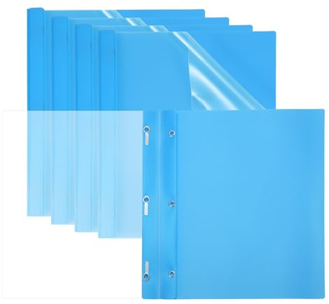 PATIKIL Copertine in plastica con linguetta, 5 pezzi Raccoglitori per presentazioni con copertina trasparente da 80 fogli con 3 linguette metalliche Cartella per documenti, azzurro cielo
