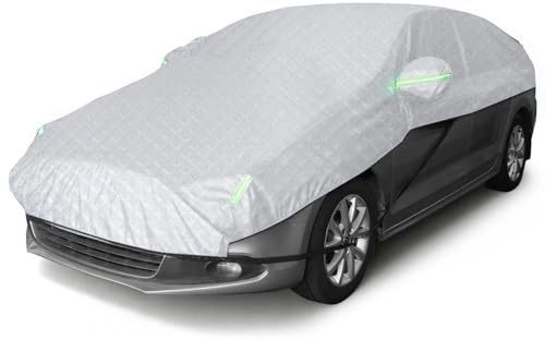 Mikkuppa Autoabdeckung 550×260cm – Faltbare Ganzgarage wasserdichte Auto Schutzplane gegen Schnee, UV, EIS & Staub – Winter & Sommer Fahrzeugabdeckung mit Spiegeltaschen