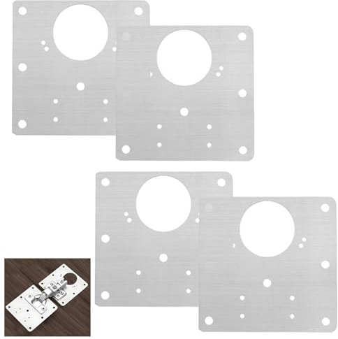 4 Stück Edelstahl Scharnier Reparaturplatten (9x9 cm) mit 24 Schrauben, Küchenscharnier Reparaturplatten, Universelles Reparaturset für Küchenschränke, Türen & Möbel