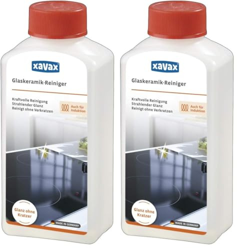 Xavax Reiniger für Glaskeramik Kochfeld, Ceranfeld, Induktionsherd, 250 ml (Packung mit 2)