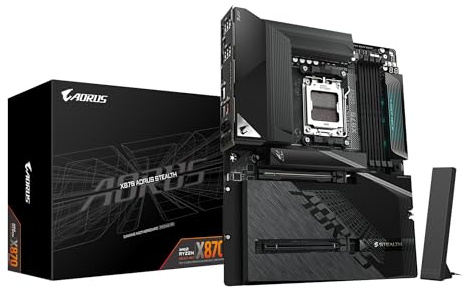 GIGABYTE X870 AORUS Stealth Carte Mère - Prend en Charge Les processeurs AMD Ryzen 9000, VRM numérique 16+2+2 Phases, Jusqu’à 8200MHz DDR5 (O.C.), 2xPCIe 5.0 + 2xPCIe 4.0, Wi-FI 7, LAN 5GbE, USB 4