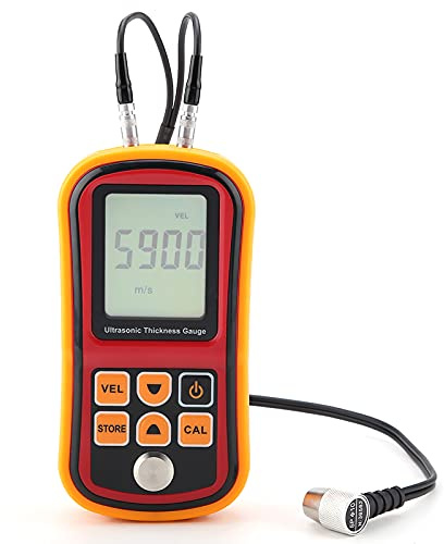 SIXRUN GM100 Digitales Ultraschall-Dickenmessgerät, Automatische Kalibrierung LCD-Anzeige Schallgeschwindigkeitsmessung für Stahlbreitenprüfung 1,2-300 Mm Bereich