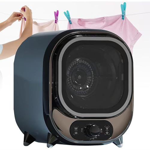 Bärbar torktumlare – liten 5 kg minicentrifugeringstork med 0,8 kg kapacitet, trumma i rostfritt stål – 450 W För lägenheter och studentbostäder (elektropläterad blå)