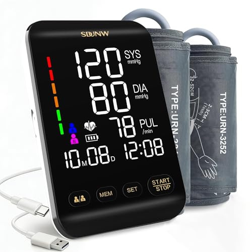 Premium Blood Pressure Monitors with Dual Cuffs (M/L & XL/Extra Large) | Professional Upper Arm BP Machine for Home Use, Automatic Digital Blood Pressure Cuff, Large Display