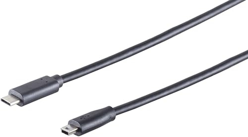 1 câble adaptateur USB-C, Mini-B, 2.0, noir, 1 m – Ce câble USB standard vous permet de connecter, par exemple, votre appareil mobile à la souris de votre PC.