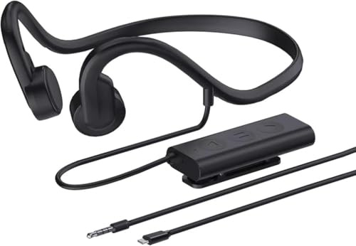Massinans Wired Bone Conduction Bluetooth Headphones (3.5Mm Or TYPE C), Open-Ear Headphones with Microphone, Sports Earphones for Running Cycling