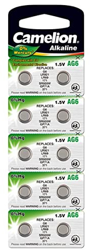 Camelion Knopfzelle, Uhrenbatterie LR69 / 171 / SR920W / GP71A / 371 0% HG 10er Blister, Alkaline, 1,5V
