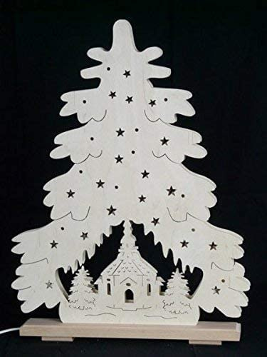 Arco natalizio illuminato con chiesa di Seiffen, dimensioni = 44 x 51 cm