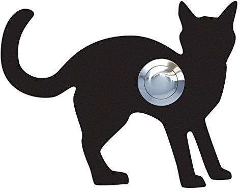 Klingeltaster, Design Klingel, Türklingel Edelstahl pulverbeschichtet Katze,Leo'' schwarz - Bravios
