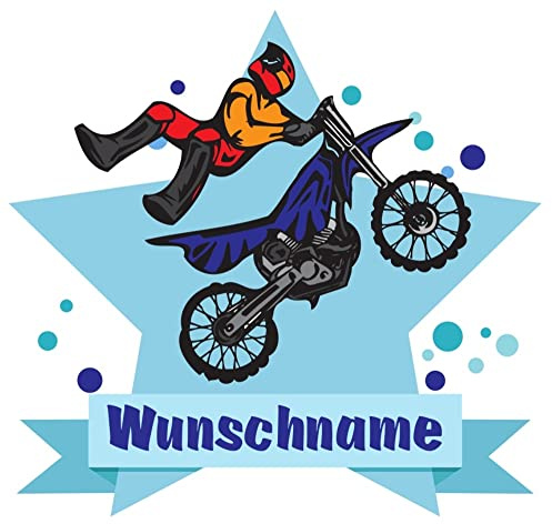 Samunshi® Motorrad Fahrer Aufkleber mit Namen Autoaufkleber Namensaufkleber Kinder - 10x8,8cm mehrfarbig