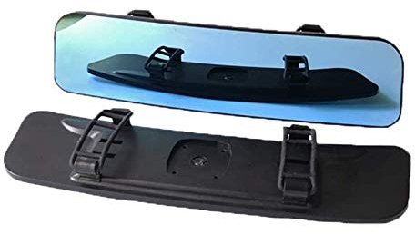 Specchietto Retrovisore Universale per Auto e Camion Antiriflesso Clip panoramico per Specchio Retrovisore Interno a Angolo Largo (Specchio Blu/Grandangolare)