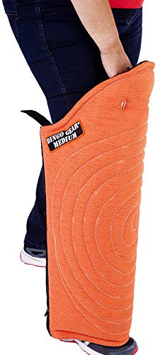 Dingo Gear Beinschutzmanschette Lange Medium Mittel aus Nylcot für das Biss-Training Handgefertigt Orange S01991