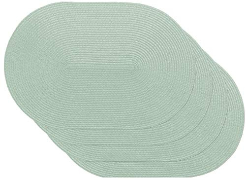 Venilia Tischset Grün Oval, Platzset, Tischwäsche, Platzdeckchen für Esszimmer, gewebt, 4er Set, lebensmittelecht, 30 x 45 cm, 4 Stück, 59127