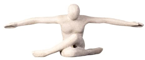 IDYL Sandstein-Skulptur Flying Man | 53x19x20 cm | Moderne Deko-Figur in Sandsteinoptik | Farbe beige | Gartenskulptur oder Wohnbereich-Dekoration | Handgefertigte Kunst | Wetterfest |