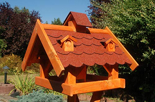 DEKO VERTRIEB BAYERN XXL Luxus Vogelhaus mit/ohne Ständer 145cm Holz Futterhaus Vogelfutterhaus Vogelvilla, Farbe: Rot
