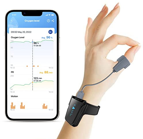 ViATOM Pulsoximeter mit Bluetooth, Sauerstoffsättigung Messgerät Finger und Handgelenk, tragbarer Schlafmonitor Blutsauerstoffmessgerät Finger mit Profi-APP&PC-Bericht