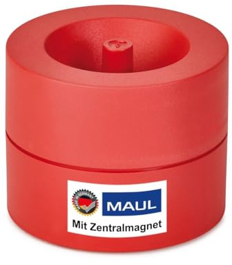 MAUL Klammernspender MAULpro Eco | nachhaltiger Schreibtisch Organizer zur Aufbewahrung von Büroklammern | Ordnungshelfer für das Büro und Arbeitsplatz | inklusive 15 Klammern | Rot