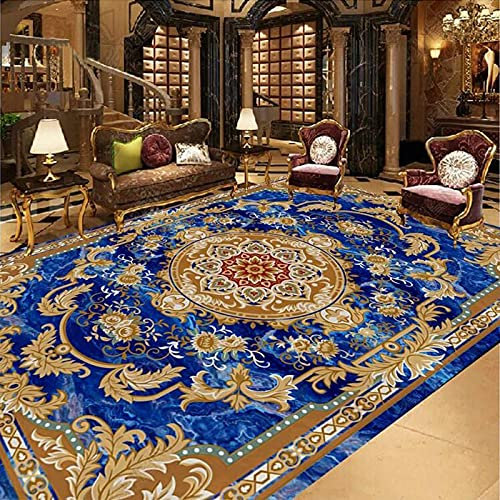 HGFHGD Tapis bleu peinture au sol papier peint salon salle d'étude PVC auto-adhésif autocollant de sol imperméable luxe 3D carrelage mural