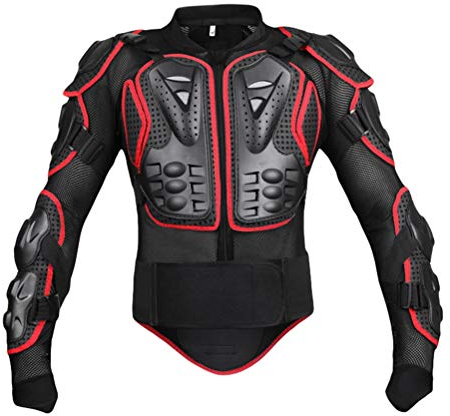 ZhuiKun Motorradjacke Herren Damen, Rückenprotektor Motorradbekleidung Motocross Protektoren Jacke Protektorenhemd (Schwarz Rot, 3XL