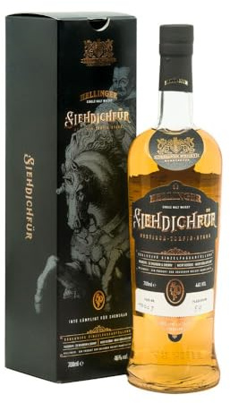 HELLINGER 42 SIEHDICHFÜR - Sächsischer Single Malt Whisky - 46% Vol. Alkohol 700ml - Mit Noten von Vanille, Karamell, Rosinen & Schokolade – Dresdner Whisky Manufaktur – Räucherung über Torf