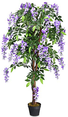 GIANTEX Árbol artificial para exterior o interior, planta artificial decorativa, con 840 hojas y ronco natural, simulación de decoración, altura de 150 cm