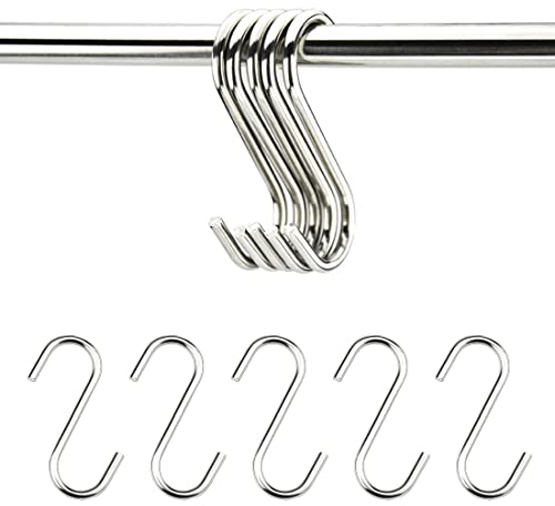 Clyhon Ganci a S Cucina in Acciaio Inox Appesi Ganci Attaccapanni Forma di S Multifunzionale per Bagno Camera da Letto Ufficio Ganci per Utensili Cucina(10 Pezzi,5 cm di lunghezza)