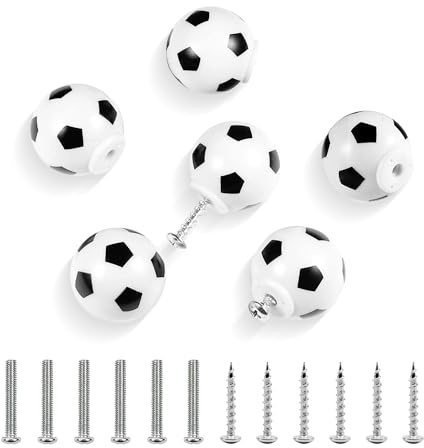 MABAHON 6pcs Sport Fußball Türknäufe Möbelknöpfe Kommode Knöpfe | Schrankgriffe Möbelgriffe Kinderzimmer Schrankknöpfe Für Kommode Möbel, Schrank, Mit Schrauben