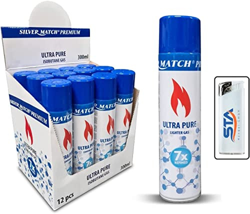 Vanorell 6 x 300ml Premium Feuerzeuggas Nachfüllgas ISO Butangas + 1 gratis Feuerzeug (8,88 EUR/l) (6 x Premium Gas)