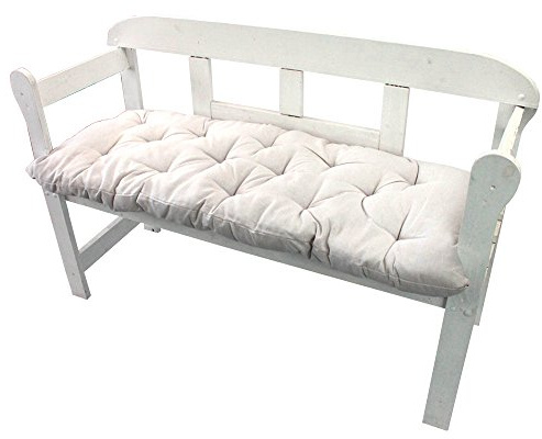 NYVI Bankauflage Ibiza 110x45 cm Weiß - Polsterauflage für Gartenbänke Gemütlich & Langlebig - Sitzauflagen für Bänke Outdoor & Indoor - Sitzkissen Auflage Bank Sitzbank