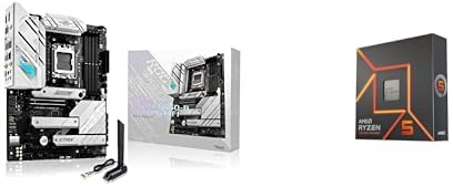 ASUS ROG Strix B650E-A Gaming WiFi Mainboard Sockel AMD AM5 (12+2 Power Stages, USB 3.2 Gen 2x2 Typ-C, PCIe 5.0, Q-Release, WiFi 6E, Aura Sync) + 7 7600X Processor 4.7 GHz 32 MB L3 Box