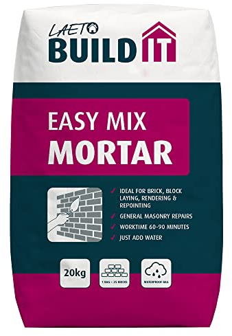 Laeto Easy Mix Mortar – 20kg Ready Mixed Mortar for Bricklaying, Bedding, Patching & DIY Jobs – Pre-Blended Cement Mortar for Indoors & Outdoors – Just Add Water, Easy to Apply
