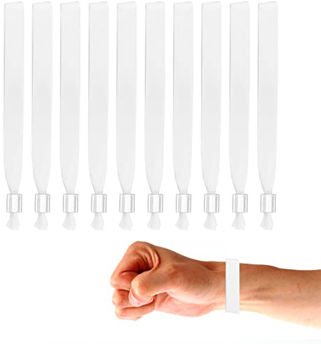 Juego de Pulsera en Tela, Pulseras De Entrada Pulseras, Pulseras para Eventos, Pulseras de Plástico Impermeables, Pulseras Personalizadas, para Eventos Fiestas de Seguridad Festivales, Blanco, 10PCS